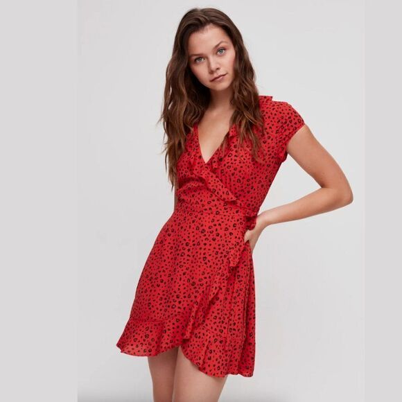 Aritzia Sunday Best Savoy Dress in High Risk Red/Black - Picture 1 of 6
